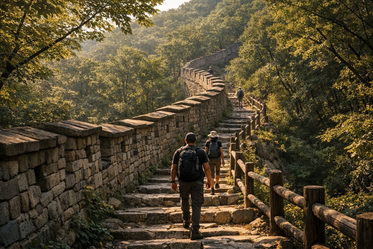 숲길 옛 성곽 산책 무드 이미지